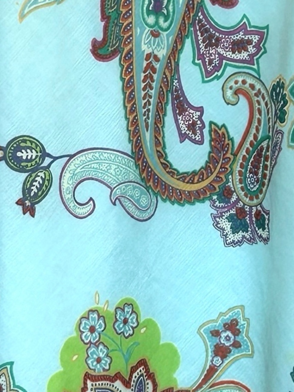 VTG Y2K Saks Fifth Avenue Aqua Paisley Cotton Skirt - Size 10 - Picture 7 of 8